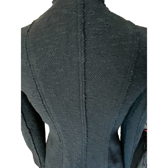 Rebecca Taylor Frayed Cardigan Jacket Collarless Long Sleeve Size 2 Blue - Picture 9 of 11